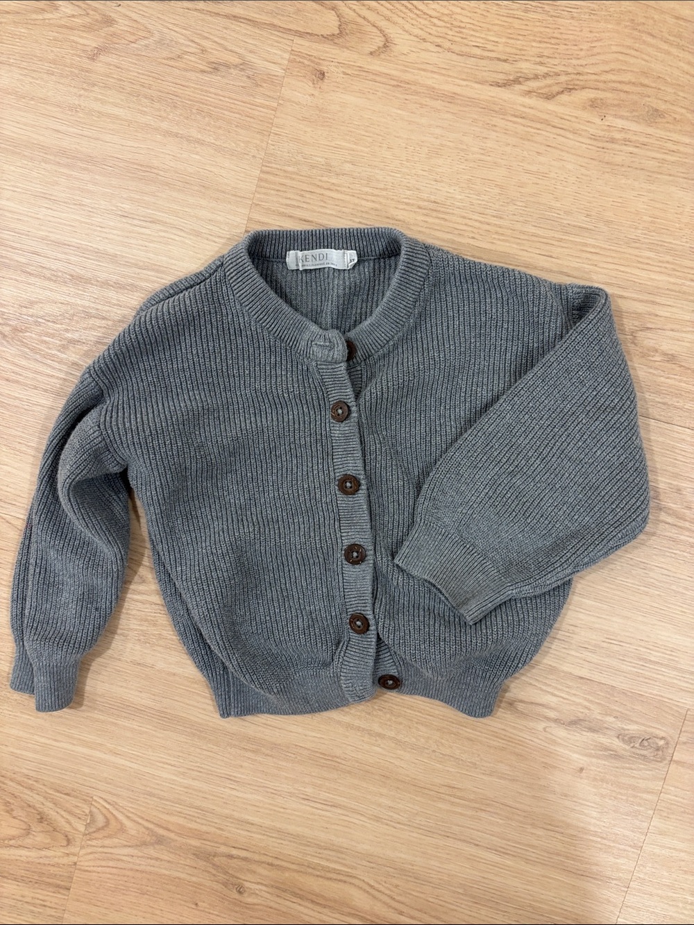 KENDI knit Button-Up Cardigan in Heather Gray